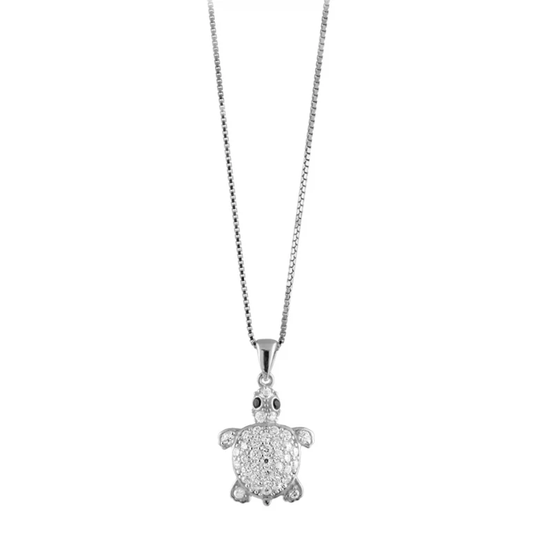 Collier tortue à synthétique blanche – Argent 925 rhodié | Azuline
