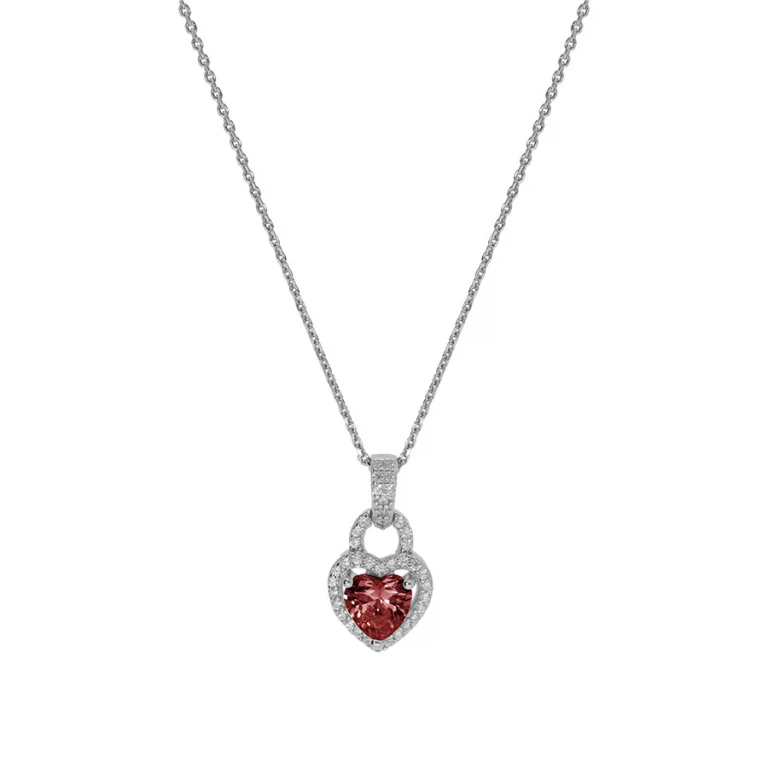 Collier cœur à oxyde rouge avec contour blanc – Argent 925 rhodié | Azuline