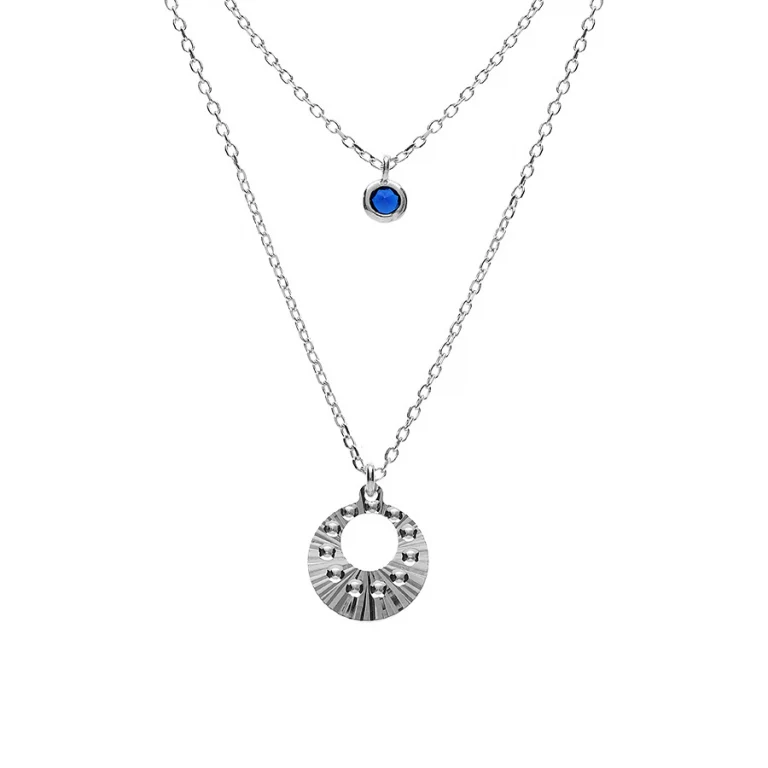 Collier cercle à oxide bleu – Argent 925 rhodié | Azuline