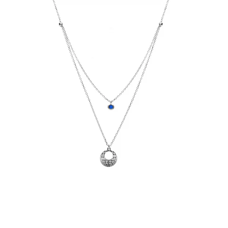 Collier cercle à oxide bleu – Argent 925 rhodié | Azuline
