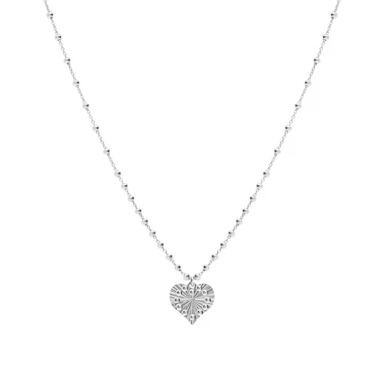 Collier cœur martelé texturé – Argent 925 rhodié | Azuline