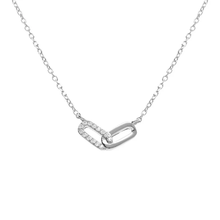 Collier rectangles entrelacés – Argent 925 rhodié | Azuline