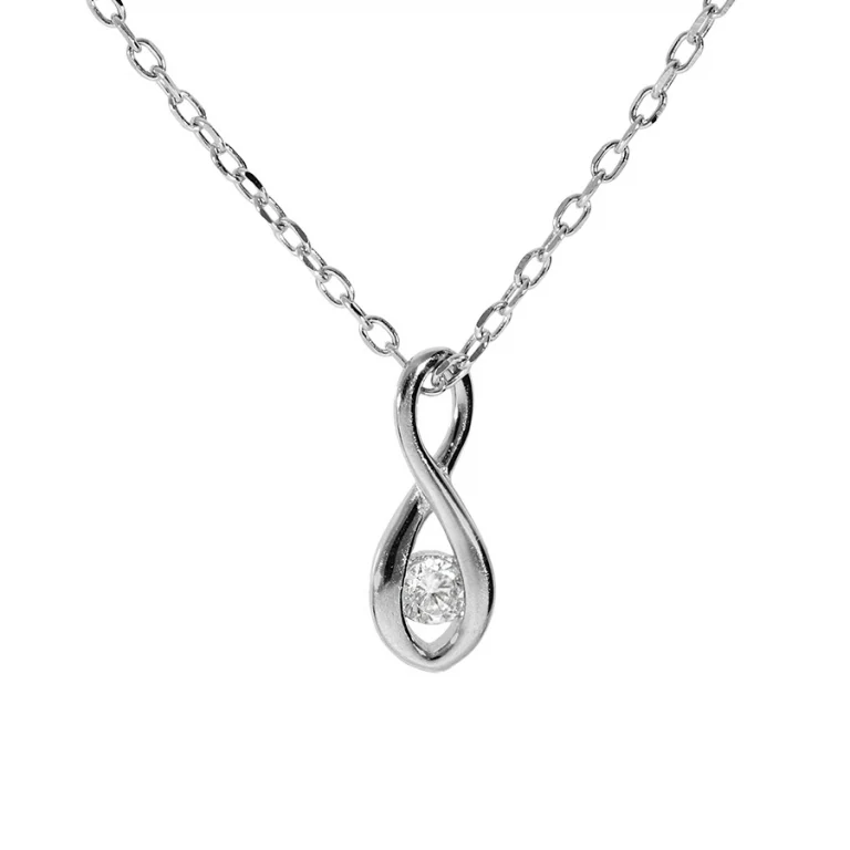 Collier infini à oxyde blanc central – Argent 925 rhodié | Azuline