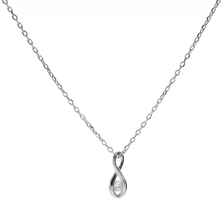 Collier infini à oxyde blanc central – Argent 925 rhodié | Azuline