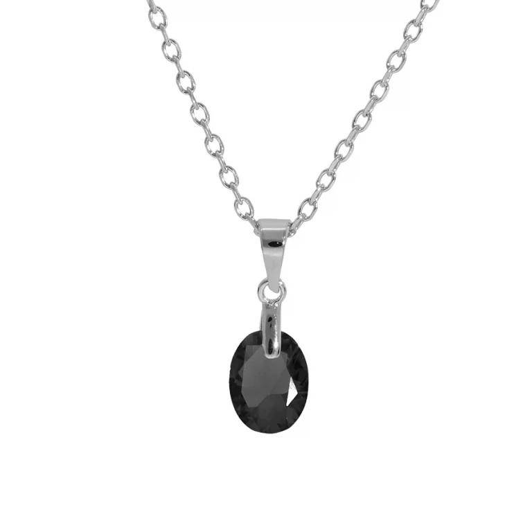 Collier goutte à oxyde noir facetté – Argent 925 rhodié | Azuline