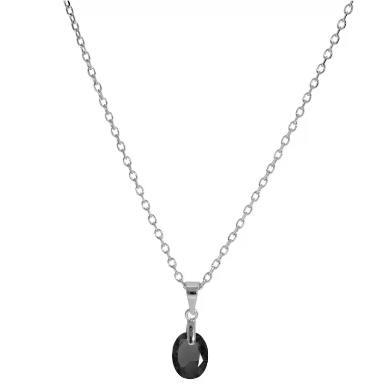Collier goutte à oxyde noir facetté – Argent 925 rhodié | Azuline