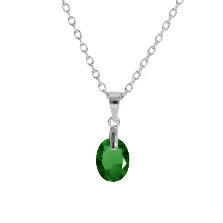 Collier goutte à oxyde vert foncé – Argent 925 rhodié | Azuline
