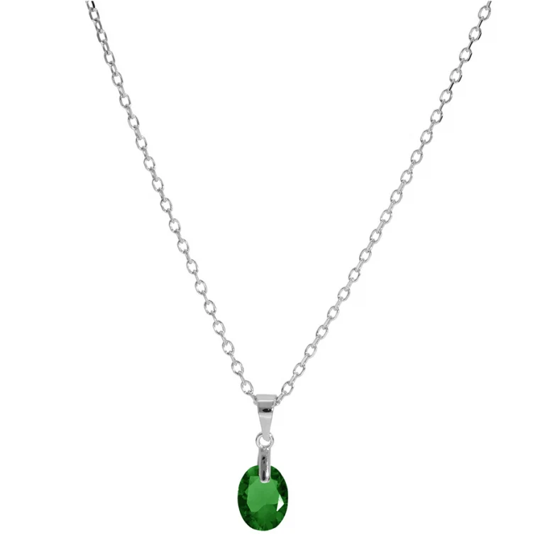 Collier goutte à oxyde vert foncé – Argent 925 rhodié | Azuline