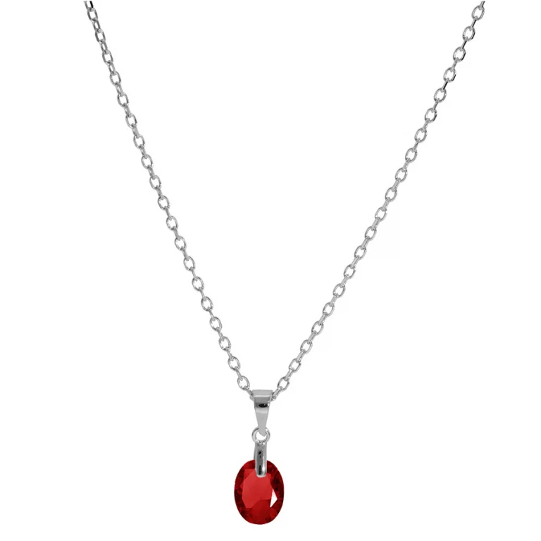 Collier goutte à oxyde grenat facetté – Argent 925 rhodié | Azuline