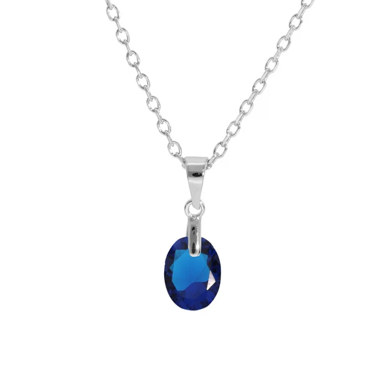 Collier goutte à oxyde bleu foncé facetté – Argent 925 rhodié | Azuline