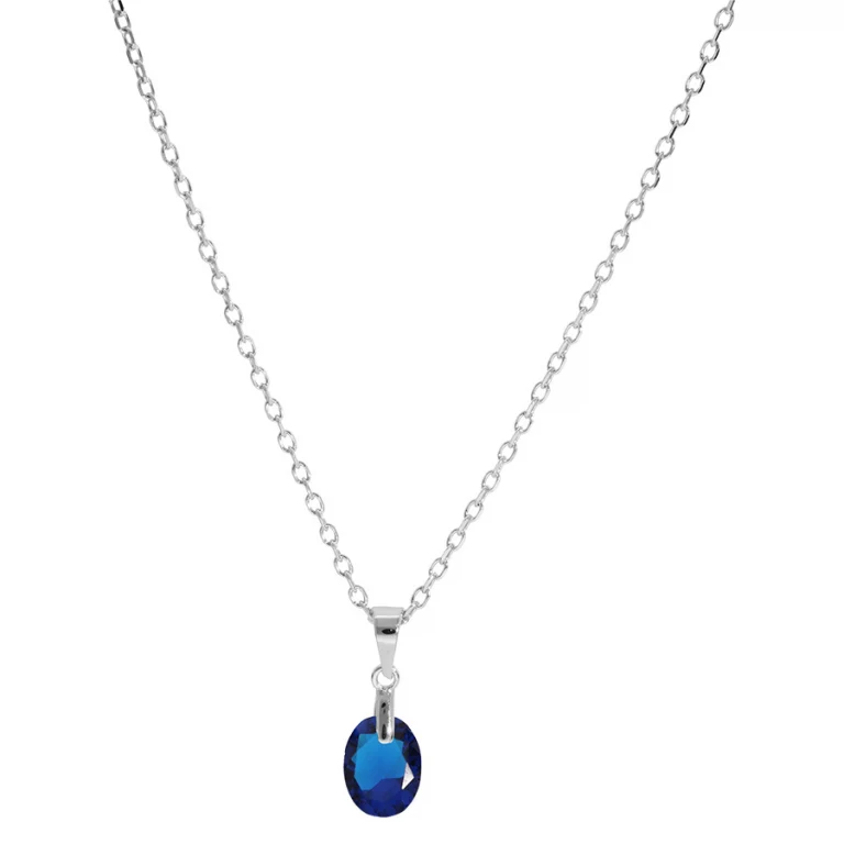 Collier goutte à oxyde bleu foncé facetté – Argent 925 rhodié | Azuline