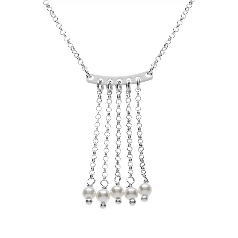 Collier chainettes à perles grand modèle – Argent 925 rhodié | Azuline