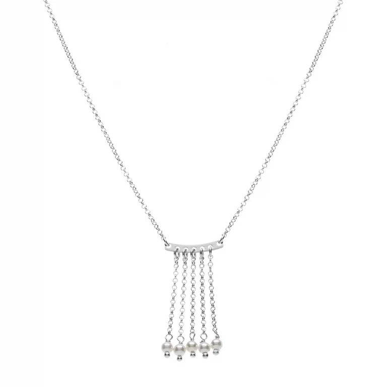 Collier chainettes à perles grand modèle – Argent 925 rhodié | Azuline
