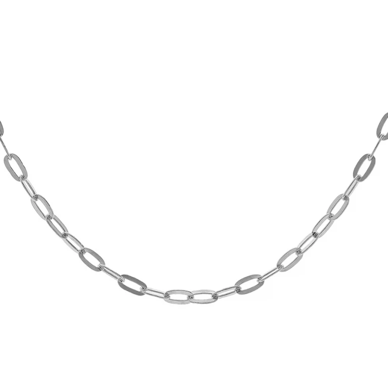Collier long maille rectangulaire moyenne 50 cm – Argent 925 rhodié | Azuline