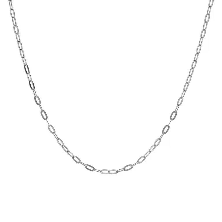 Collier long maille rectangulaire moyenne 50 cm – Argent 925 rhodié | Azuline