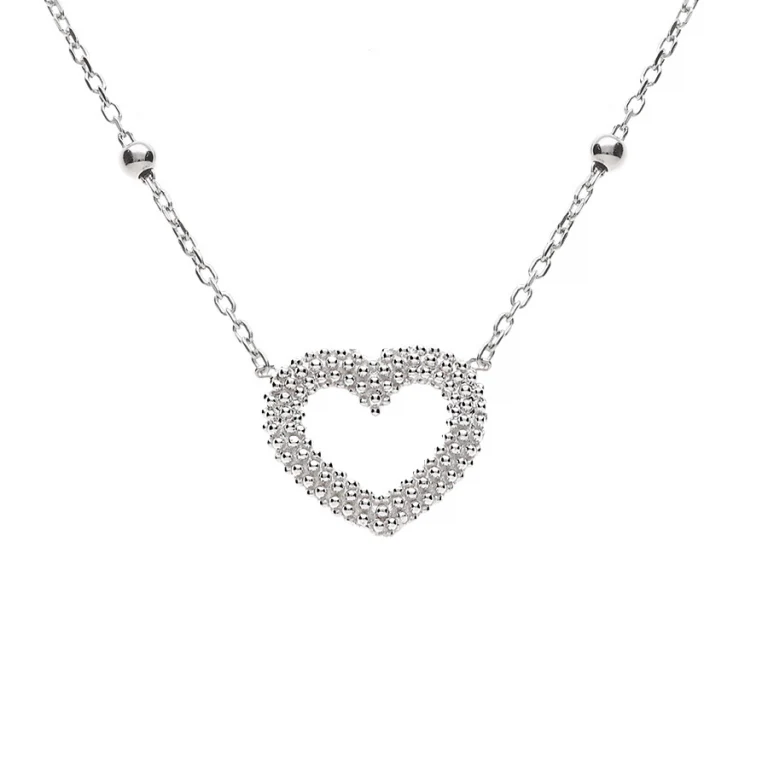 Collier cœur texturé petit modèle – Argent 925 rhodié | Azuline