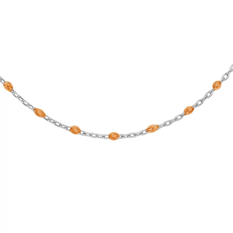 Collier olives en résine orange transparent – Argent 925 rhodié | Azuline