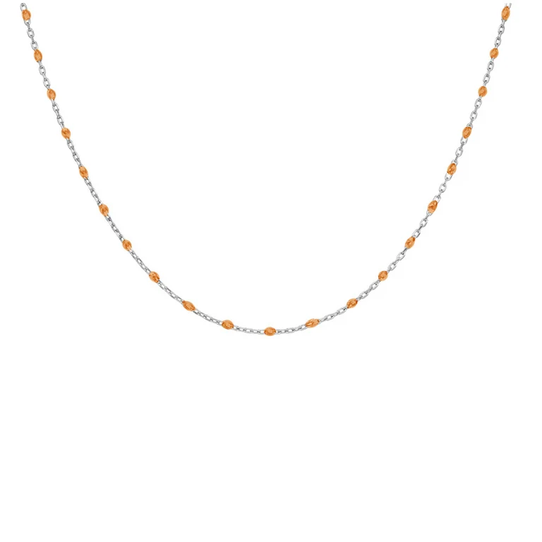 Collier olives en résine orange transparent – Argent 925 rhodié | Azuline