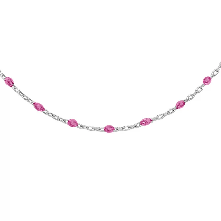 Collier olives en résine framboise transparent – Argent 925 rhodié | Azuline