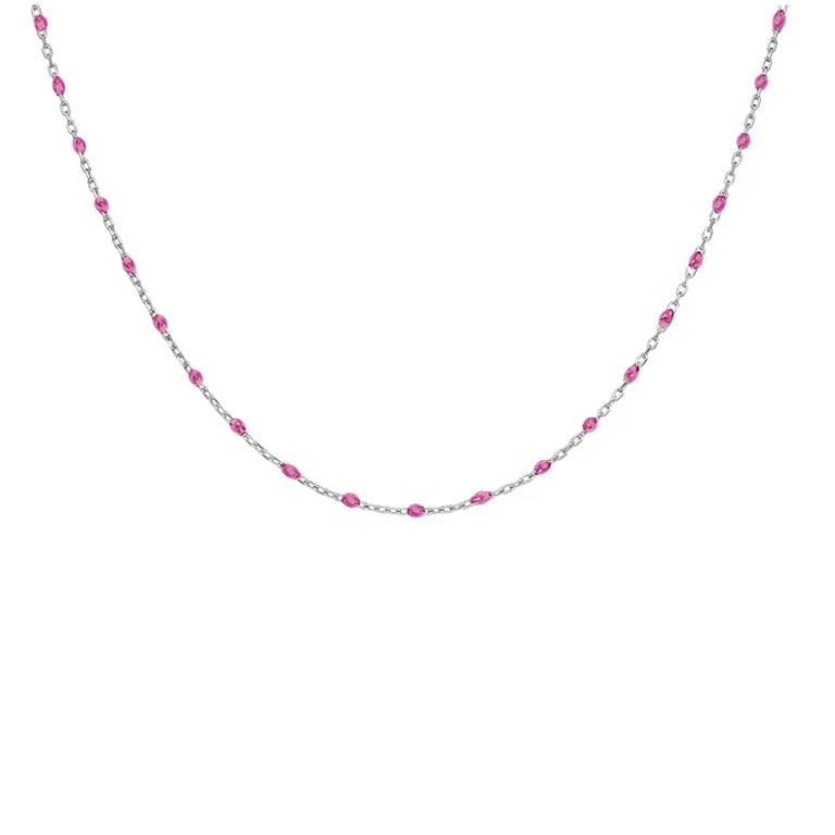 Collier olives en résine framboise transparent – Argent 925 rhodié | Azuline