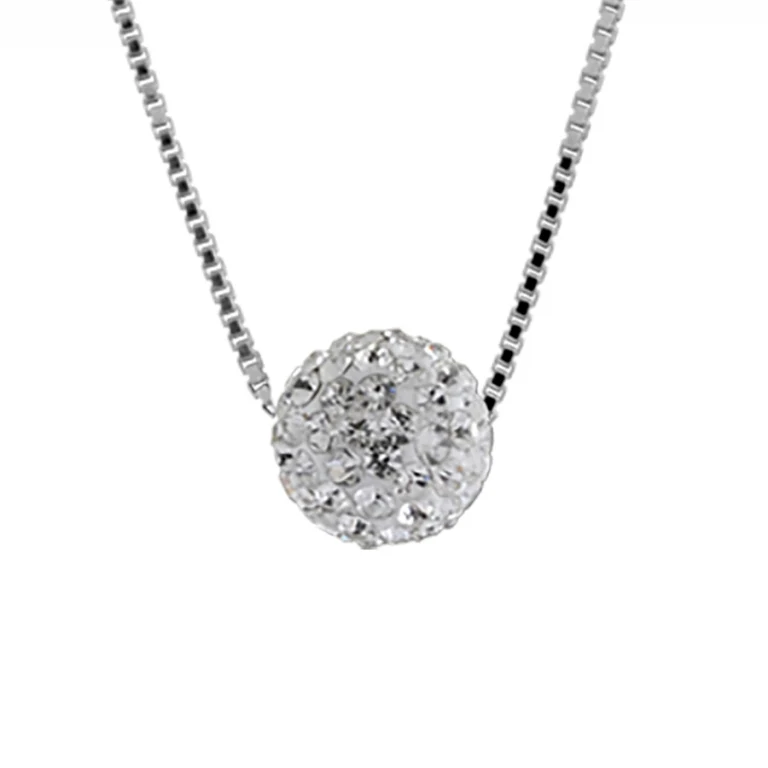 Collier boule à résine strass blancs – Argent 925 rhodié | Azuline