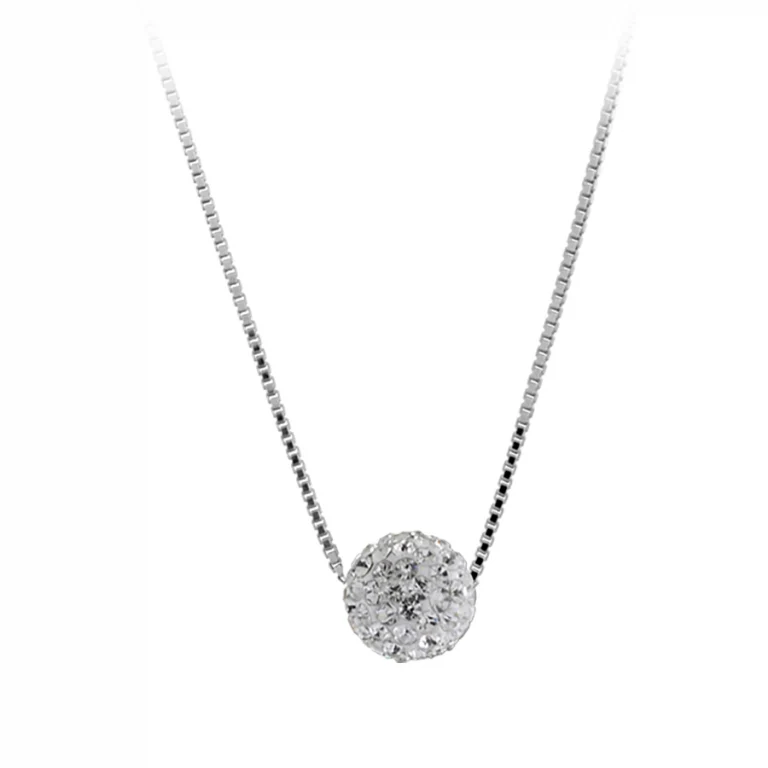 Collier boule à résine strass blancs – Argent 925 rhodié | Azuline