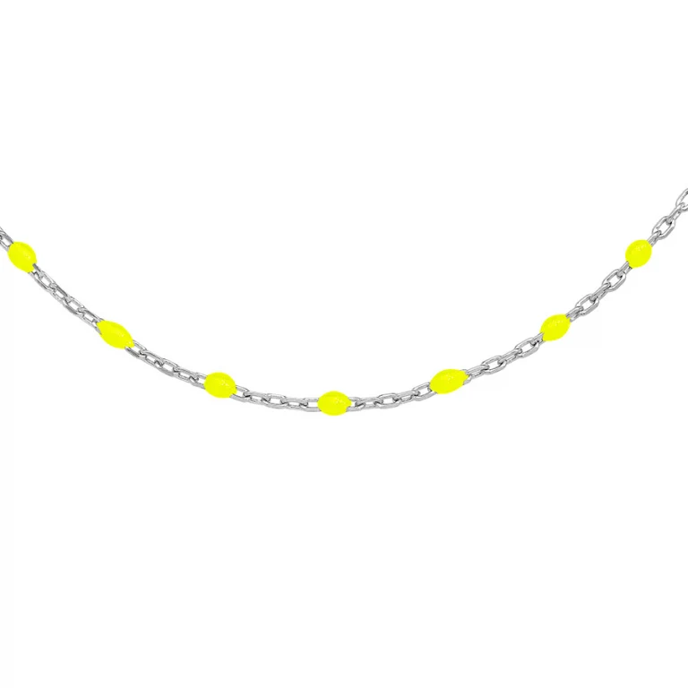 Collier olives en résine jaune fluo – Argent 925 rhodié | Azuline