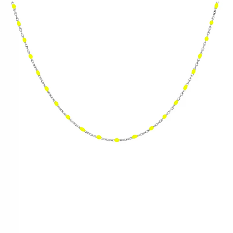 Collier olives en résine jaune fluo – Argent 925 rhodié | Azuline