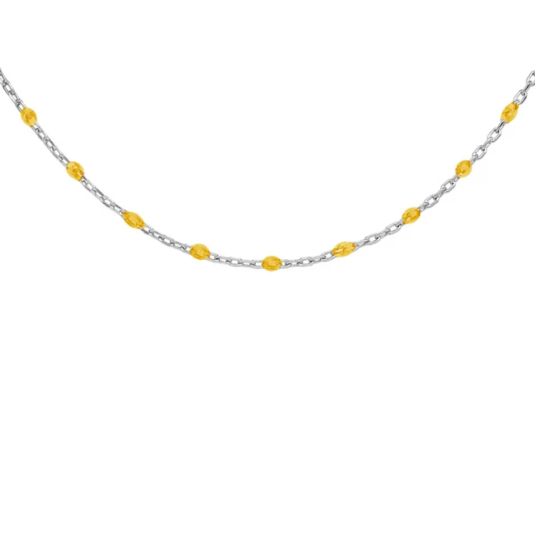 Collier olives en résine jaune transparent – Argent 925 rhodié | Azuline