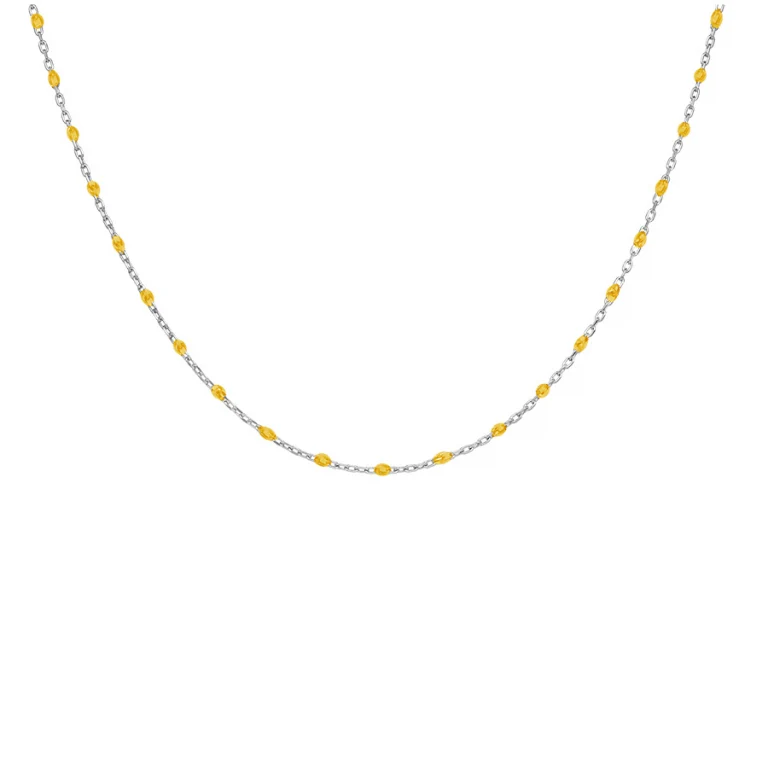 Collier olives en résine jaune transparent – Argent 925 rhodié | Azuline