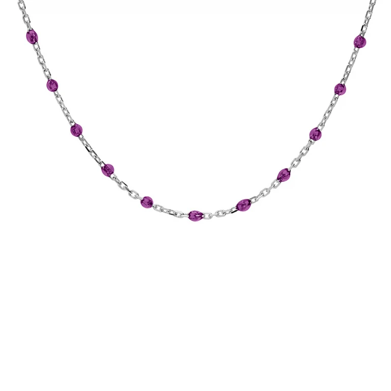 Collier olives en résine violet transparent – Argent 925 rhodié | Azuline