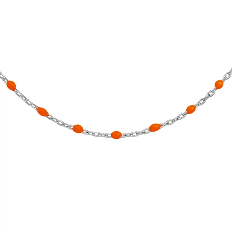Collier olives résine orange fluo – Argent 925 rhodié | Azuline