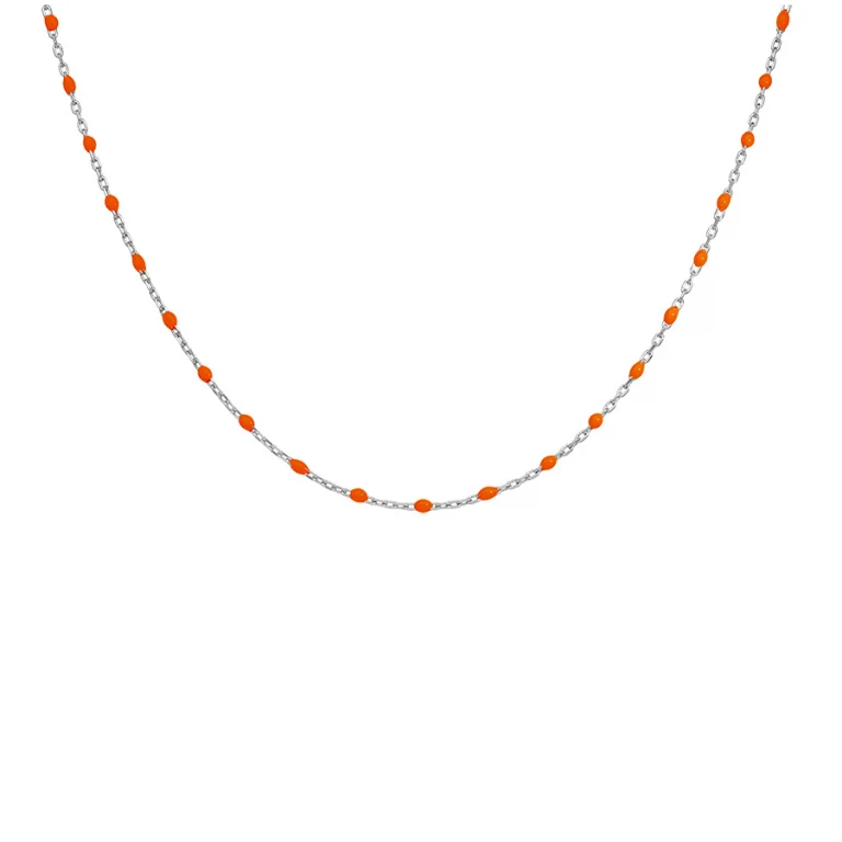 Collier olives résine orange fluo – Argent 925 rhodié | Azuline