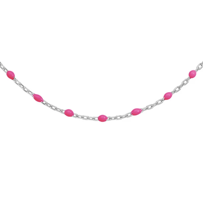 Collier olives en résine rose fluo – Argent 925 rhodié | Azuline