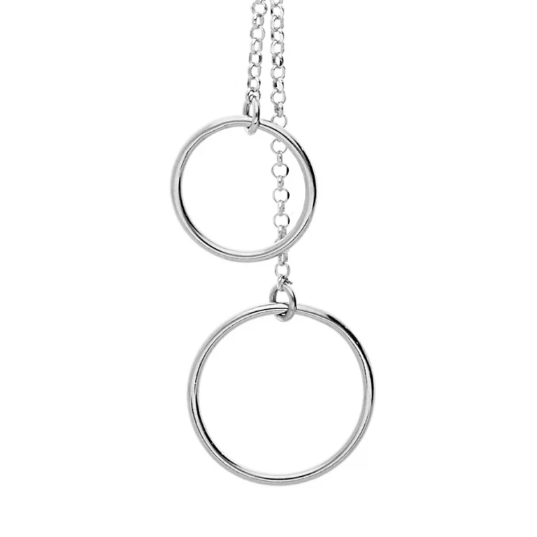 Collier en Y à deux cercles – Argent 925 rhodié | Azuline