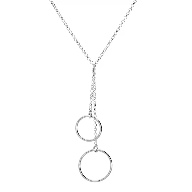 Collier en Y à deux cercles – Argent 925 rhodié | Azuline