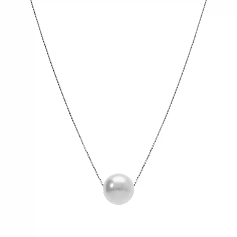 Collier perle blanche imitation 10 mm sur chaîne vénitienne – Argent 925 rhodié | Azuline