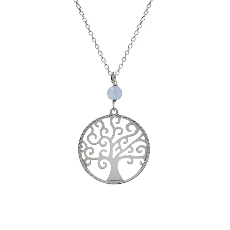 Collier cercle à jade bleu ciel véritable – Argent 925 rhodié | Azuline