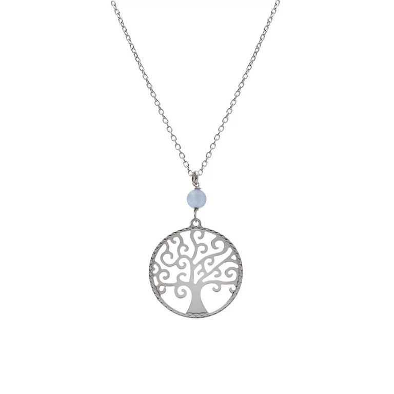 Collier cercle à jade bleu ciel véritable – Argent 925 rhodié | Azuline
