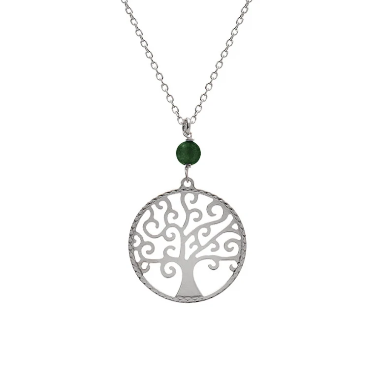Collier arbre de vie à malachite véritable – Argent 925 rhodié | Azuline