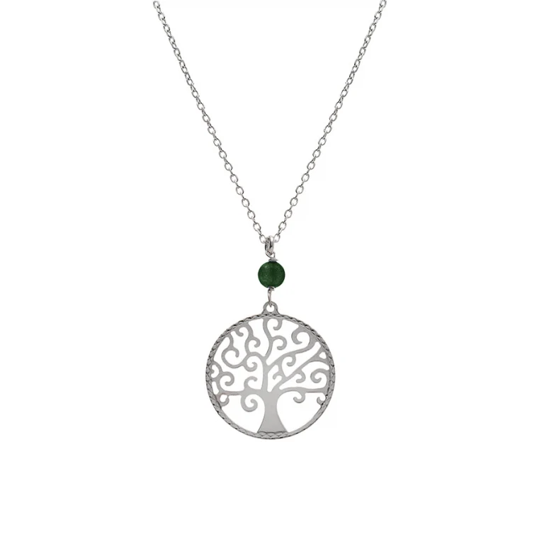 Collier arbre de vie à malachite véritable – Argent 925 rhodié | Azuline