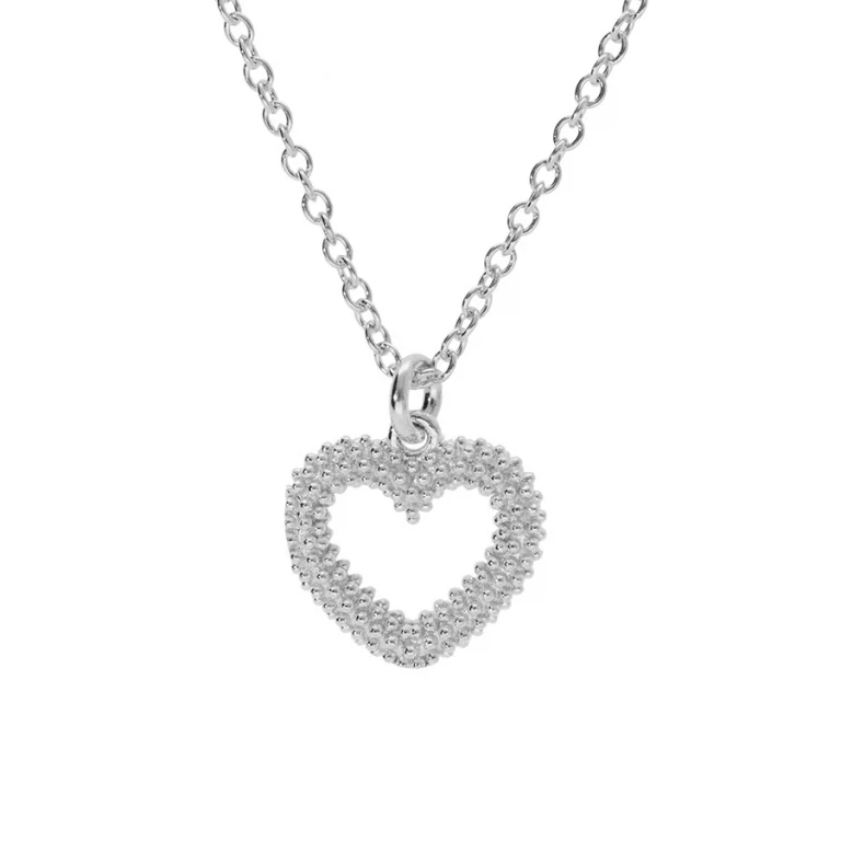 Collier cœur texturé grand modèle – Argent 925 rhodié | Azuline