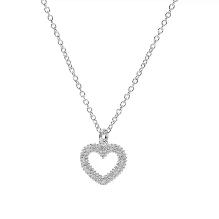 Collier cœur texturé grand modèle – Argent 925 rhodié | Azuline