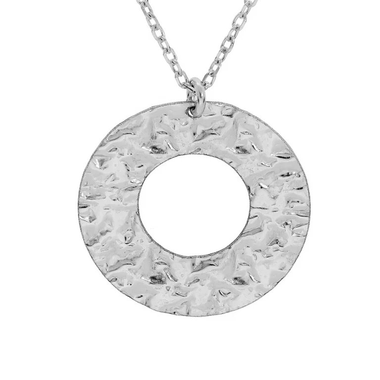 Collier rond martelé texturé – Argent 925 rhodié | Azuline