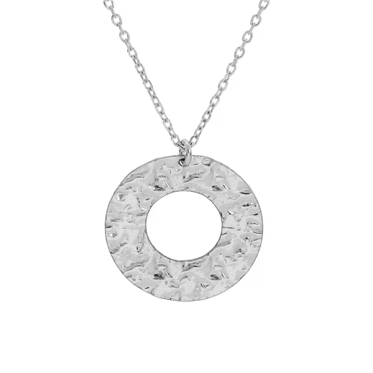 Collier rond martelé texturé – Argent 925 rhodié | Azuline