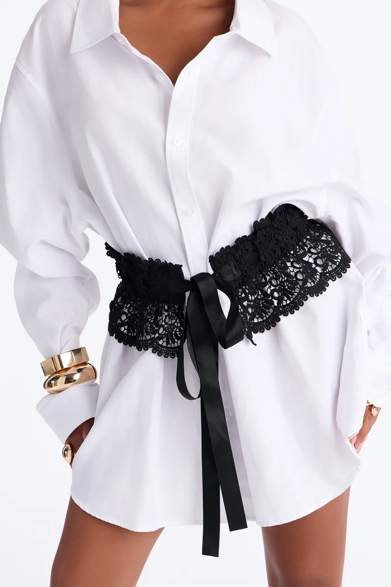 Deja Vu Lace Corset Belt - Black