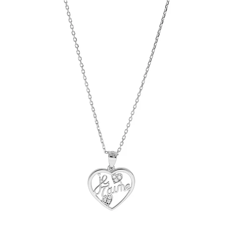 Collier cœur ajouré grand modèle – Argent 925 rhodié | Azuline