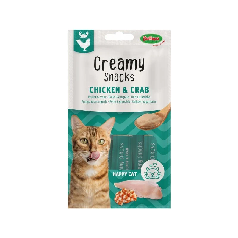 BUBIMEX CREAMY SNACK LIQUIDO GATO POLLO Y CANGREJO 12 X 60 G