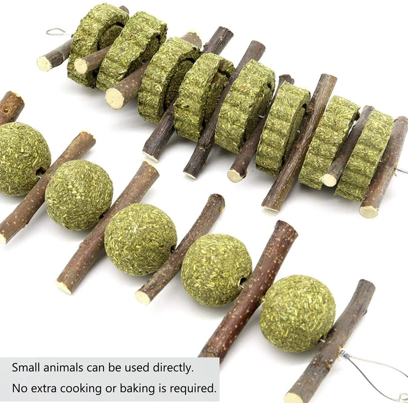 Conejito masticable juguetes para dientes, molar conejo juguetes natural orgánico manzana palitos para conejos, chinchillas, cobayas, hámsters masticar jugar mejorar la salud dental