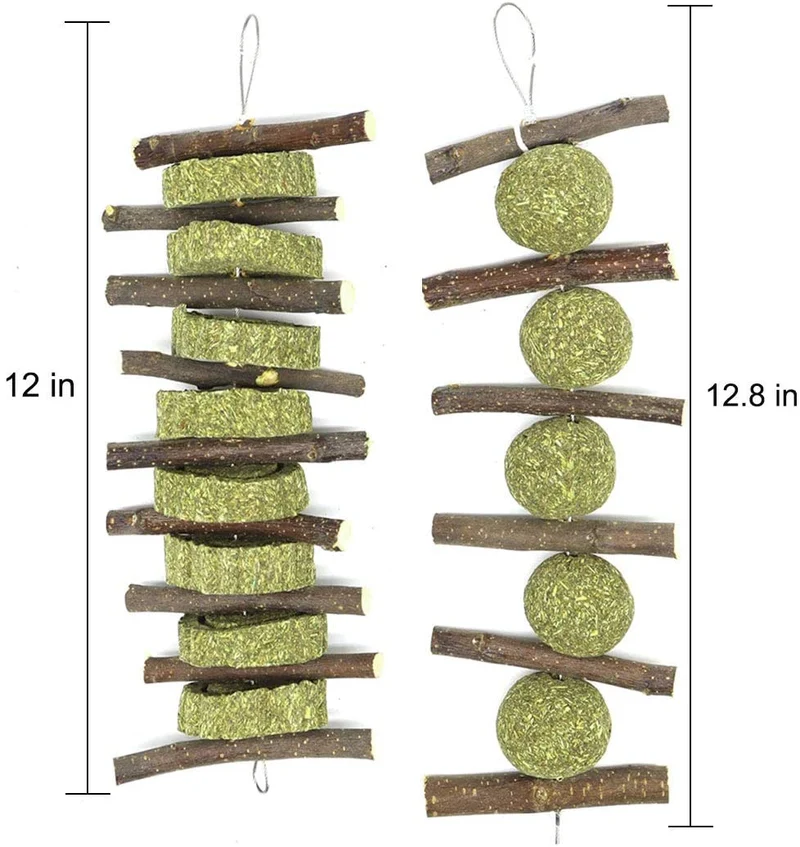 Conejito masticable juguetes para dientes, molar conejo juguetes natural orgánico manzana palitos para conejos, chinchillas, cobayas, hámsters masticar jugar mejorar la salud dental